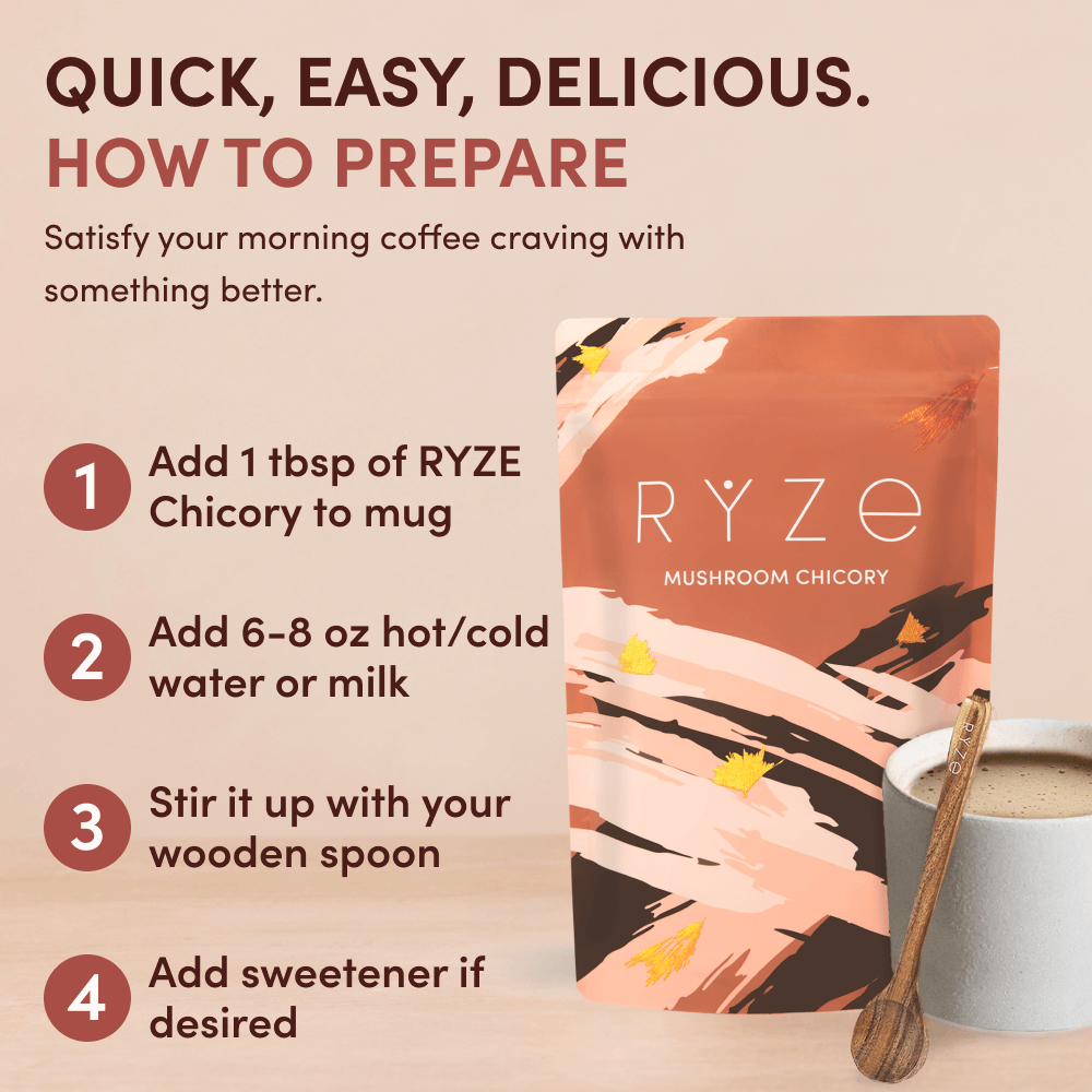 RYZE Mushroom Chicory — Organic Instant Chicory with Shitake & Lions mane, 30 Servings I3