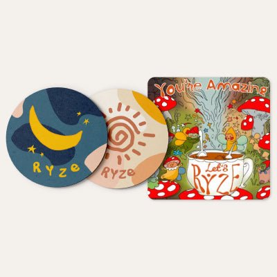 Coasters + Mushroom Magnet A3