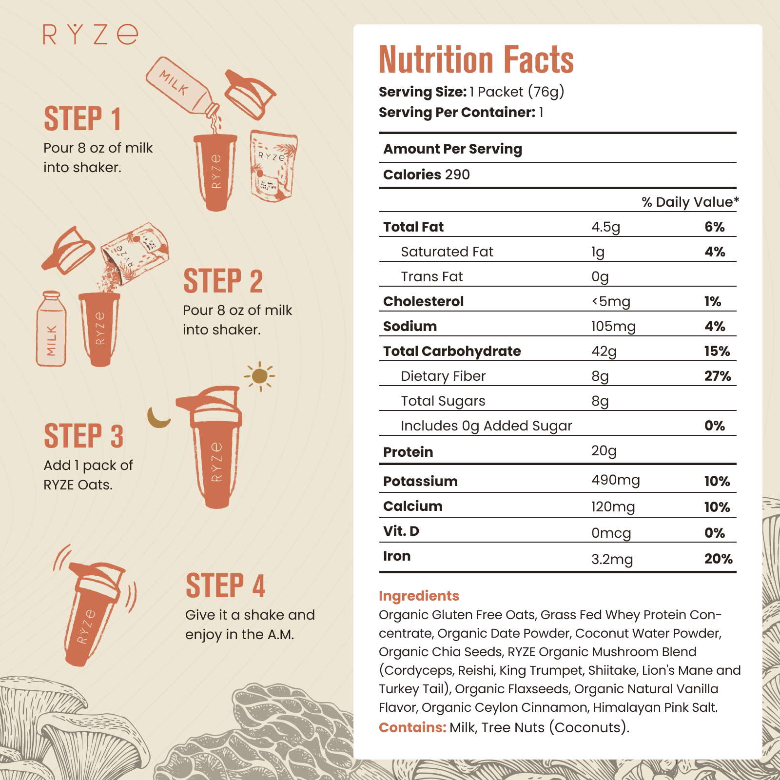 Mushroom Overnight Oats Pack (28 Servings) L5