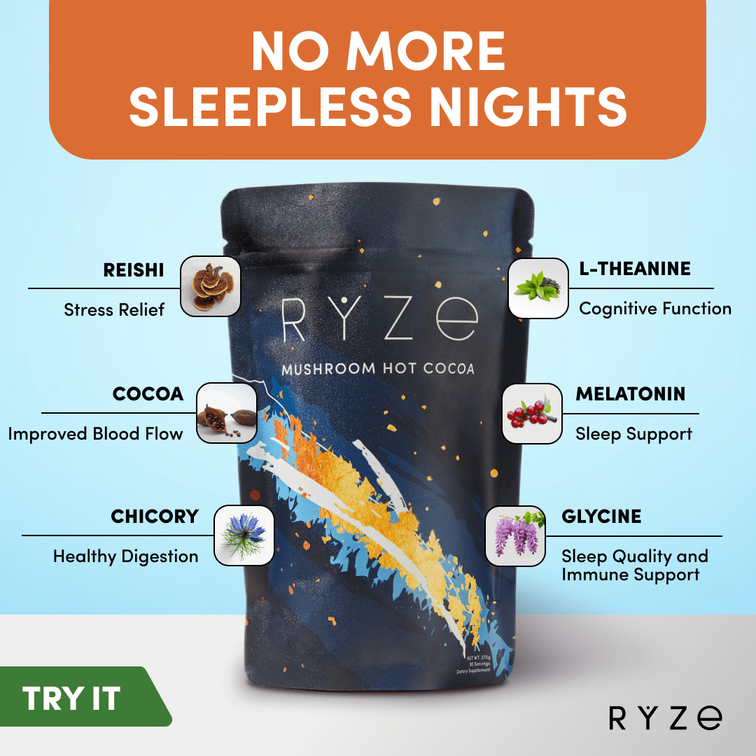 RYZE Hot Cocoa - with 6 Sleep Superfoods to Help Fall Asleep and Stay Asleep G1