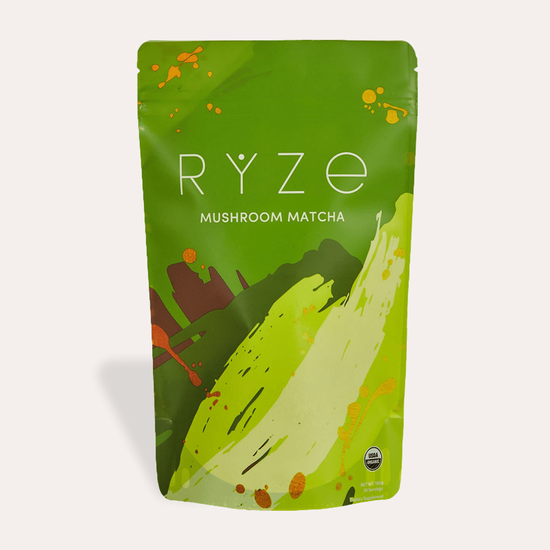 RYZE Mushroom Matcha - with 6 Organic Adaptogenic Mushrooms Grown In USA and Ceremonial-Grade Japanese Matcha K4