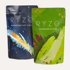 RYZE Mushroom Matcha - with 6 Organic Adaptogenic Mushrooms Grown In USA and Ceremonial-Grade Japanese Matcha K4